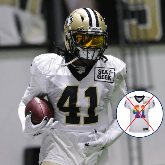 RB Alvin Kamara Shocks NFL by Bluntly Refusing to Accept Practice Jersey With LGBT Symbol During Transgender Awareness Week. Calls the “WOKE” Program Unworthy of Honor